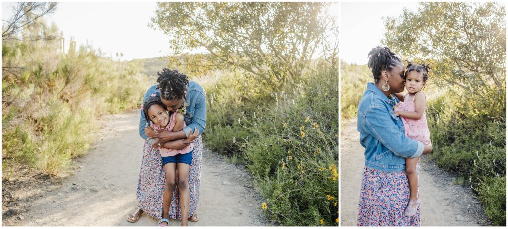 image of mom and daughter during a family photoshoot at mission trails