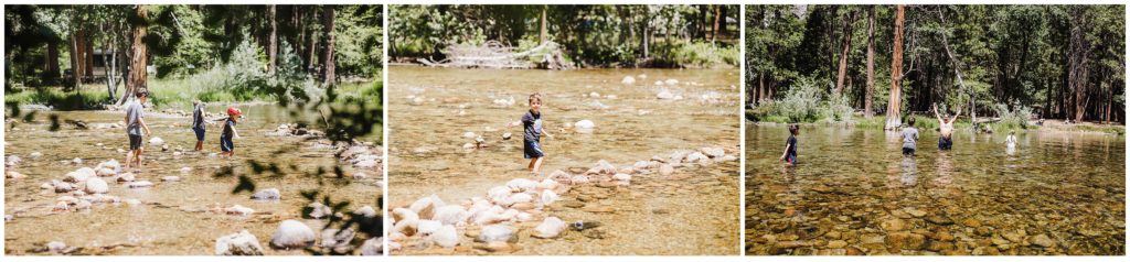 Image depicting kids in the river at Yosemite National Park