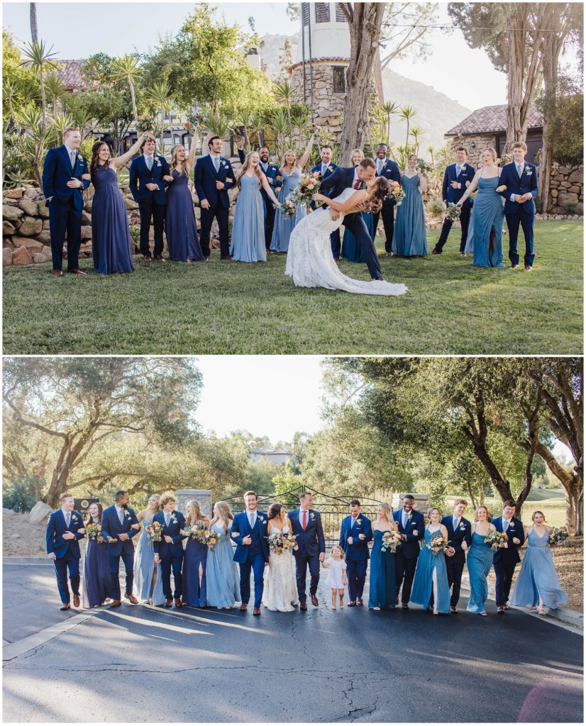 Bridal party taking photos during a wedding at Mt. Woodson Castle