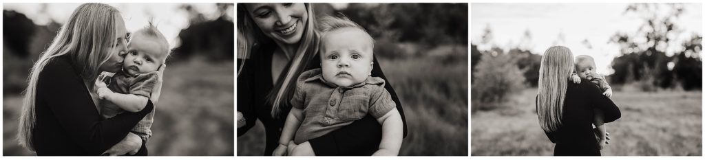 Images of mom and baby during a family photoshoot in San Diego