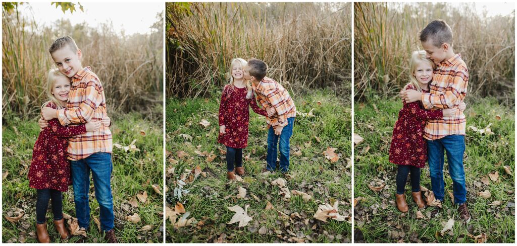 Image of kids being sweet to each other during San Diego family photos